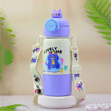 Purple Cat Bottomlid Series, Stainless Steel Kids Water Bottle, 480ml
