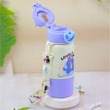 Purple Cat Bottomlid Series, Stainless Steel Kids Water Bottle, 480ml