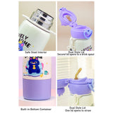 Purple Cat Bottomlid Series, Stainless Steel Kids Water Bottle, 480ml