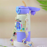 Purple Cat Bottomlid Series, Stainless Steel Kids Water Bottle, 480ml