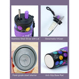 Purple Smiley Fluorescent series Stainless Steel Tumbler and Water Bottle for Kids and Adults, 550ml
