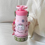 Rabbit floral Moo series insulated thermos Bottle with detachable filter for Kids and Adults, 600ml