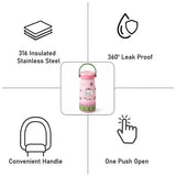 Rabbit floral Moo series insulated thermos Bottle with detachable filter for Kids and Adults, 600ml