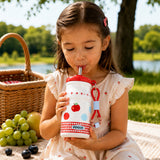 Red Apple, sleek Stainless Steel Water Bottle with Infuser attachment for Kids, 400ml