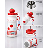 Red Apple, sleek Stainless Steel Water Bottle with Infuser attachment for Kids, 400ml