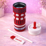 Red Checks Apple, Rich Series, Stainless Steel Tumbler and Water Bottle for kids, Teens and Adults, 560 ml