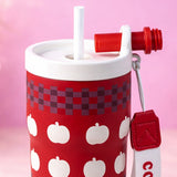 Red Checks Apple, Rich Series, Stainless Steel Tumbler and Water Bottle for kids, Teens and Adults, 560 ml