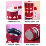 Red Checks Apple, Rich Series, Stainless Steel Tumbler and Water Bottle for kids, Teens and Adults, 560 ml