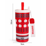 Red Checks Apple, Rich Series, Stainless Steel Tumbler and Water Bottle for kids, Teens and Adults, 560 ml