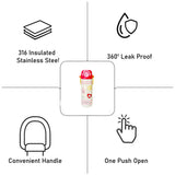 Red Diamond, Sleek series Stainless Steel Tumbler and Water Bottle for Kids and Adults, 550ml