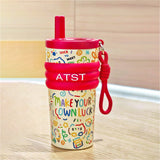 Red Lucky Doodle Fluorescent series Stainless Steel Tumbler and water bottle for Kids and Adults, 550ml