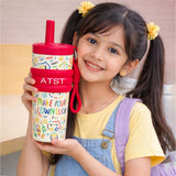 Red Lucky Doodle Fluorescent series Stainless Steel Tumbler and water bottle for Kids and Adults, 550ml