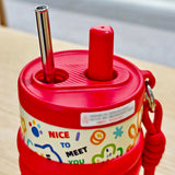 Red Lucky Doodle Fluorescent series Stainless Steel Tumbler and water bottle for Kids and Adults, 550ml