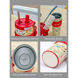 Red Lucky Doodle Fluorescent series Stainless Steel Tumbler and water bottle for Kids and Adults, 550ml