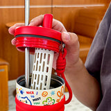 Red Lucky Doodle Fluorescent series Stainless Steel Tumbler and water bottle for Kids and Adults, 550ml