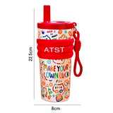 Red Lucky Doodle Fluorescent series Stainless Steel Tumbler and water bottle for Kids and Adults, 550ml