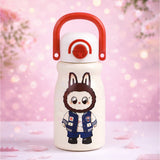 Red Handle Labubu Printed  Handle Stainless Steel Kids Water Bottle, 500ml