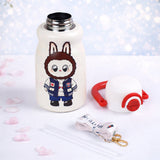 Red Handle Labubu Printed  Handle Stainless Steel Kids Water Bottle, 500ml