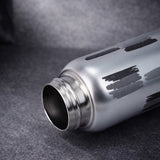 Shiny Black Jumbo Straw Series Stainless Steel Water Bottle for kids, Teens and Adults, 700 ml