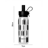Shiny Black Jumbo Straw Series Stainless Steel Water Bottle for kids, Teens and Adults, 700 ml