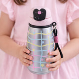 Silver Shiny, Big Lock series, Stainless Steel Water Bottle for kids, 720ml