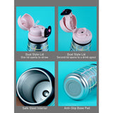 Silver Shiny, Big Lock series, Stainless Steel Water Bottle for kids, 720ml