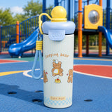 Sleeping Bear, Yellow Ball Lid Series, Stainless Steel Tumbler and Water Bottle for Kids & Adults, 650ml