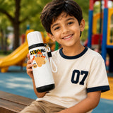 Strong Workout Design, Stainless Steel Thermos & Water Bottle for Kids, 600ml