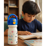 White Blue Puppy Design, Best Series, Stainless Steel Water Bottle for Kids, 500ml