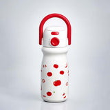 White Red Apple Design, Stainless Steel Dual Lid Water Bottle for Kids, 500ml