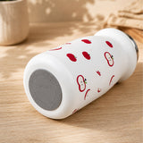 White Red Apple Design, Stainless Steel Dual Lid Water Bottle for Kids, 500ml