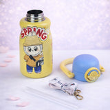 Yellow Handle Labubu Printed  Handle Stainless Steel Kids Water Bottle, 500ml