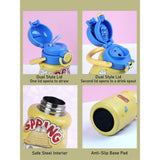 Yellow Handle Labubu Printed  Handle Stainless Steel Kids Water Bottle, 500ml