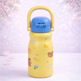 Yellow Handle Labubu Printed  Handle Stainless Steel Kids Water Bottle, 500ml