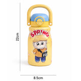 Yellow Handle Labubu Printed  Handle Stainless Steel Kids Water Bottle, 500ml