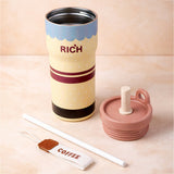 Yellow Polka Rich Series, Stainless Steel Tumbler and Water Bottle for Kids, Teens and Adults, 560 ml