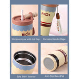 Yellow Polka Rich Series, Stainless Steel Tumbler and Water Bottle for Kids, Teens and Adults, 560 ml