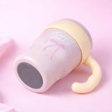 Yellow Pink Bow, Bubble Lid series, with detachable infuser Stainless Steel Kids Tumbler Water Bottle , 680ml