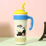 Yellow Lid, popcorn Cat, Twilight Tumbler  Series, Stainless Steel Tumbler and Water Bottle for Teens and Adults, 750 ml