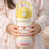 Maroon Lid, Happiness  series, Stainless Steel Water Bottle for kids, 520ml