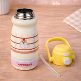 Maroon Lid, Happiness  series, Stainless Steel Water Bottle for kids, 520ml