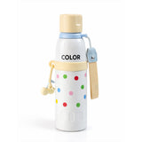 Yellow Polka Dots Stripes Cap Series,  Stainless Steel Kids Water Bottle, 520ml