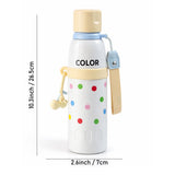 Yellow Polka Dots Stripes Cap Series,  Stainless Steel Kids Water Bottle, 520ml