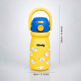Yellow Blue Clouds Design, Stainless Steel Dual Lid Water Bottle for Kids, 500ml