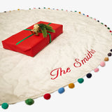 Colorful Pom Pom Tree Skirt - Ivory