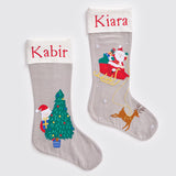 Peek-a-boo Santa Luxe Stocking (Silver)