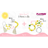 DIY Lemon Charm Bracelets and Keychain Making Kit for Kids with Wooden Beads