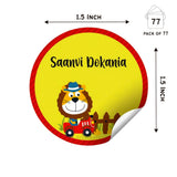 Round Water Proof Labels -Lion on a tracktor