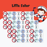 Round waterproof name labels - Little Sailor