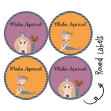 Round Water Proof Labels - Mermaid queen